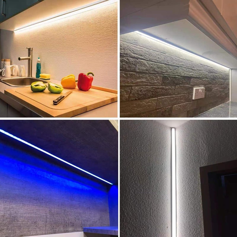 Besseto 10Pack 6.6Ft/2M White LED Aluminum Channel,LED Strip Light Diffuser Aluminum Channel Profile Housing Extrusion for Under Cabinet Counter and Stairs (White-10Pack 6.6ft) - Image 5